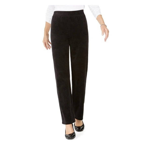 Karen Scott Pants - Karen Scott Petite Black Velour PullOn Pant